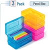 image:imageMr Pen Plastic Pencil Case Box 2 Pack Large Crayon Marker Pen Organizer  Plastic Bead Organizing Container with SnapTight Lids Clear Craft Storage Boxes School SuppliesBlue  Yellow  Pink