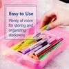 image:imageMr Pen Plastic Pencil Case Box 2 Pack Large Crayon Marker Pen Organizer  Plastic Bead Organizing Container with SnapTight Lids Clear Craft Storage Boxes School SuppliesPink  Blue