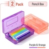 image:imageMr Pen Plastic Pencil Case Box 2 Pack Large Crayon Marker Pen Organizer  Plastic Bead Organizing Container with SnapTight Lids Clear Craft Storage Boxes School SuppliesPurple  Orange
