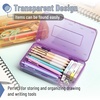 image:imageMr Pen Plastic Pencil Case Box 2 Pack Large Crayon Marker Pen Organizer  Plastic Bead Organizing Container with SnapTight Lids Clear Craft Storage Boxes School SuppliesPurple  Yellow