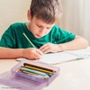 image:imageMr Pen Plastic Pencil Case Box 2 Pack Large Crayon Marker Pen Organizer  Plastic Bead Organizing Container with SnapTight Lids Clear Craft Storage Boxes School SuppliesPurple  Coral  Blue