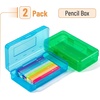 image:imageMr Pen Plastic Pencil Case Box 2 Pack Large Crayon Marker Pen Organizer  Plastic Bead Organizing Container with SnapTight Lids Clear Craft Storage Boxes School SuppliesBlue  Green