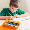 image:imageMr Pen Plastic Pencil Case Box 2 Pack Large Crayon Marker Pen Organizer  Plastic Bead Organizing Container with SnapTight Lids Clear Craft Storage Boxes School SuppliesOrange  Blue