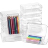 image:imageMr Pen Plastic Pencil Case Box 2 Pack Large Crayon Marker Pen Organizer  Plastic Bead Organizing Container with SnapTight Lids Clear Craft Storage Boxes School SuppliesClear