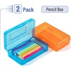 image:imageMr Pen Plastic Pencil Case Box 2 Pack Large Crayon Marker Pen Organizer  Plastic Bead Organizing Container with SnapTight Lids Clear Craft Storage Boxes School SuppliesOrange  Blue