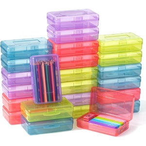 image:imageMr Pen Plastic Pencil Case Box 2 Pack Large Crayon Marker Pen Organizer  Plastic Bead Organizing Container with SnapTight Lids Clear Craft Storage Boxes School Suppliescolorful