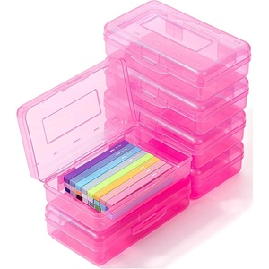 image:imageMr Pen Plastic Pencil Case Box 2 Pack Large Crayon Marker Pen Organizer  Plastic Bead Organizing Container with SnapTight Lids Clear Craft Storage Boxes School SuppliesVibrant Pink