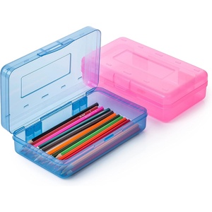 image:imageMr Pen Plastic Pencil Case Box 2 Pack Large Crayon Marker Pen Organizer  Plastic Bead Organizing Container with SnapTight Lids Clear Craft Storage Boxes School SuppliesPink  Blue