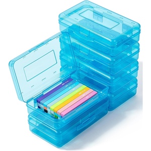 image:imageMr Pen Plastic Pencil Case Box 2 Pack Large Crayon Marker Pen Organizer  Plastic Bead Organizing Container with SnapTight Lids Clear Craft Storage Boxes School SuppliesBlue