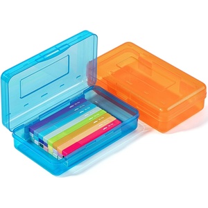 image:imageMr Pen Plastic Pencil Case Box 2 Pack Large Crayon Marker Pen Organizer  Plastic Bead Organizing Container with SnapTight Lids Clear Craft Storage Boxes School SuppliesOrange  Blue