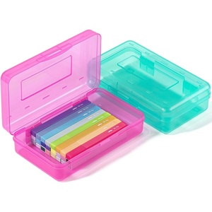 image:imageMr Pen Plastic Pencil Case Box 2 Pack Large Crayon Marker Pen Organizer  Plastic Bead Organizing Container with SnapTight Lids Clear Craft Storage Boxes School SuppliesPink  Turquoise