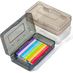 image:imageMr Pen Plastic Pencil Case Box 2 Pack Large Crayon Marker Pen Organizer  Plastic Bead Organizing Container with SnapTight Lids Clear Craft Storage Boxes School SuppliesGrey Shades
