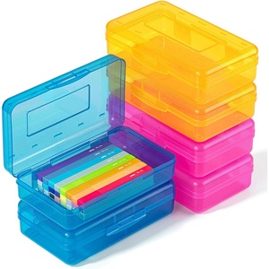 image:imageMr Pen Plastic Pencil Case Box 2 Pack Large Crayon Marker Pen Organizer  Plastic Bead Organizing Container with SnapTight Lids Clear Craft Storage Boxes School SuppliesBlue  Yellow  Pink