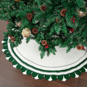 image:imageMr Pen Knitted Christmas Tree Skirt 24 inches Green amp White  Xmas Tree Skirt Christmas Skirts for Xmas Trees24