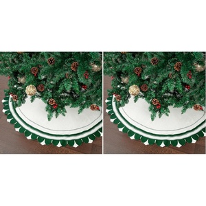 image:imageMr Pen Knitted Christmas Tree Skirt 24 inches Green amp White  Xmas Tree Skirt Christmas Skirts for Xmas Trees24 Pack of 2