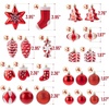 image:imageMr Pen Assorted Christmas Tree Ornaments Set 77 pcs  Gold Holiday Ornaments Shatterproof Plastic Decorations with Gold Hanging ThreadRed