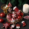 image:imageMr Pen Assorted Christmas Tree Ornaments Set 77 pcs  Gold Holiday Ornaments Shatterproof Plastic Decorations with Gold Hanging ThreadRed