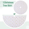 image:imageMr Pen White Faux Fur Christmas Tree Skirt 36 inches Gold Snowflakes