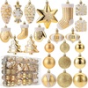 image:imageMr Pen Assorted Christmas Tree Ornaments Set 77 pcs  Gold Holiday Ornaments Shatterproof Plastic Decorations with Gold Hanging ThreadGold