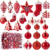image:imageMr Pen Assorted Christmas Tree Ornaments Set 77 pcs  Gold Holiday Ornaments Shatterproof Plastic Decorations with Gold Hanging ThreadRed