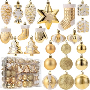 image:imageMr Pen Assorted Christmas Tree Ornaments Set 77 pcs  Gold Holiday Ornaments Shatterproof Plastic Decorations with Gold Hanging ThreadGold