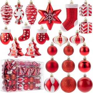 image:imageMr Pen Assorted Christmas Tree Ornaments Set 77 pcs  Gold Holiday Ornaments Shatterproof Plastic Decorations with Gold Hanging ThreadRed