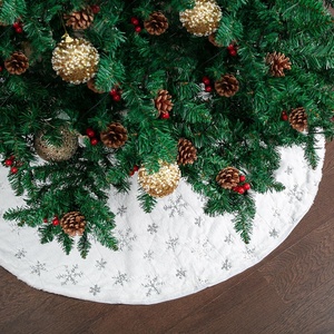 image:imageMr Pen Christmas Tree Skirt 36 inches  White Faux Fur Christmas Tree Skirts with Silver Snowflakes