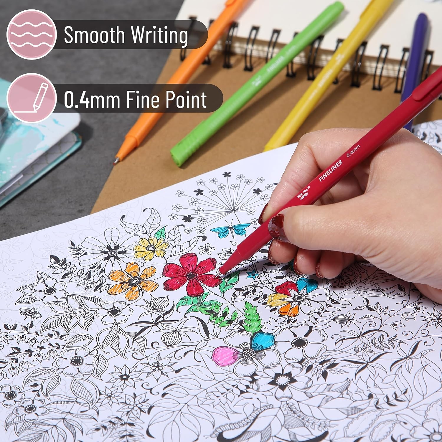 image:imageMr Pen Colored Fineliner Pens 36 Pack 04mm Fine TipMulticolor