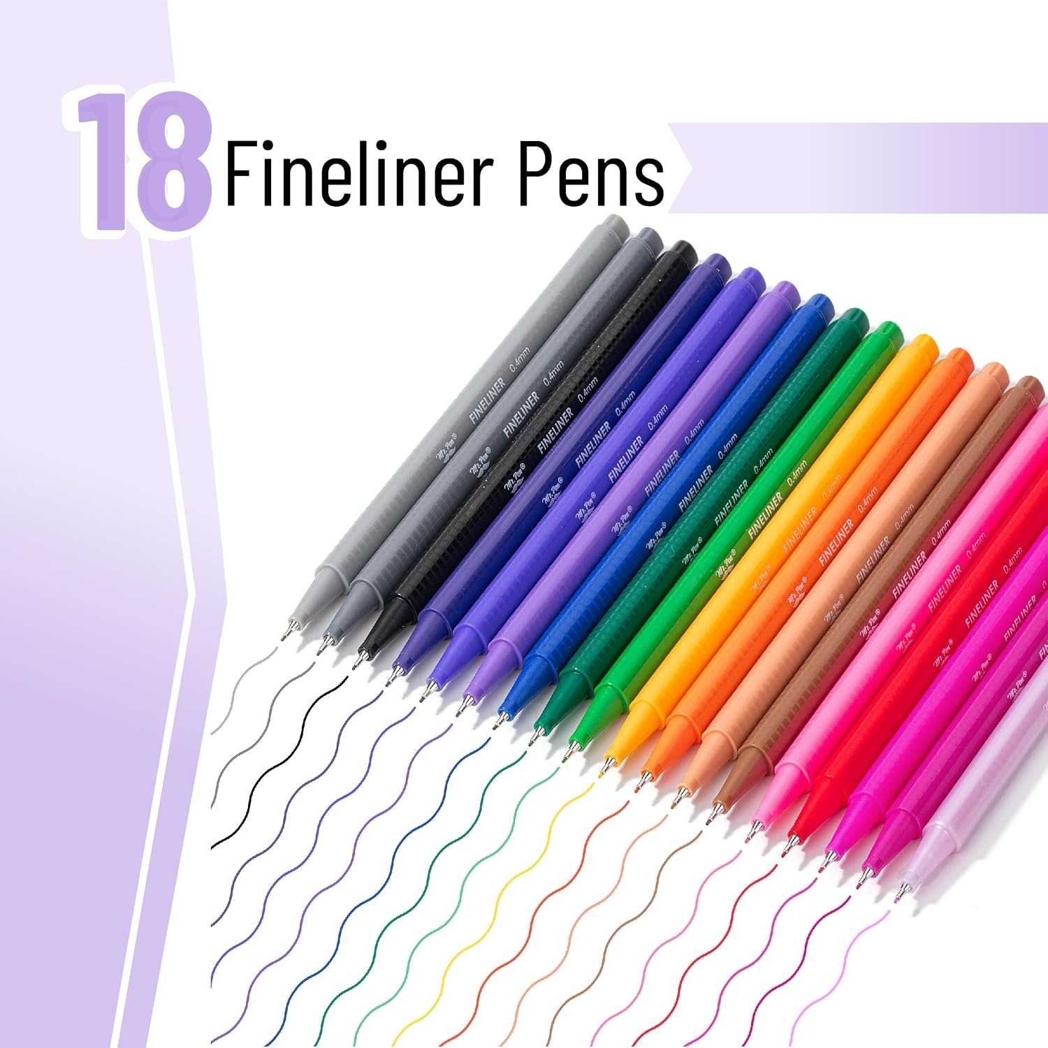 image:imageMr Pen Colored Fineliner Pens 36 Pack 04mm Fine TipMulticolor