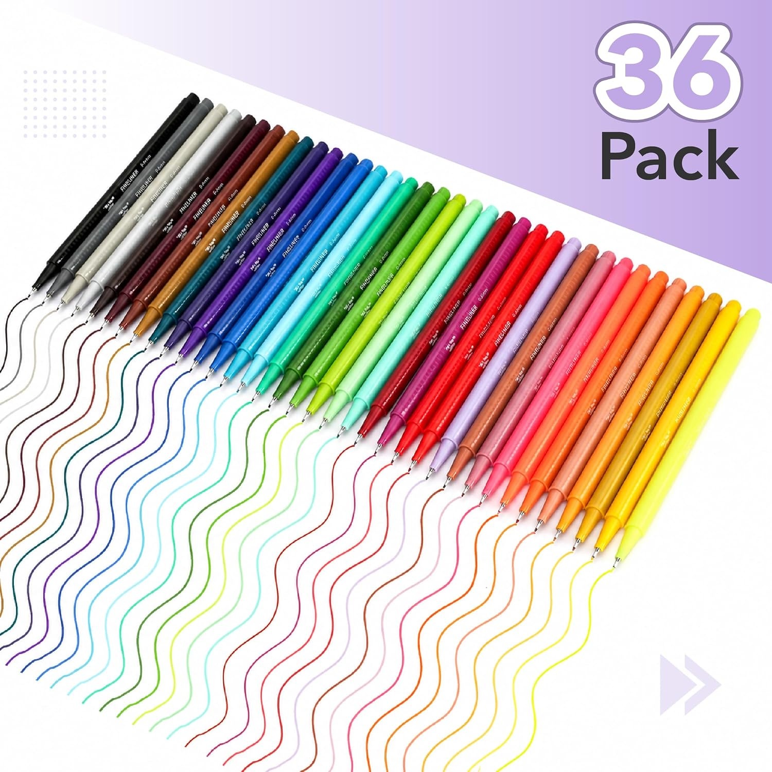 image:imageMr Pen Colored Fineliner Pens 36 Pack 04mm Fine TipMulticolor