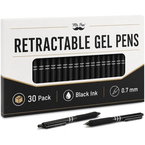 image:imageMr Pen Black Retractable Gel Pens 30 Pack 07 mm Black Ink Gel Pens